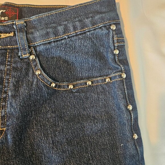 Lazer Flare High Rise Silver Stud Embellished Straight Leg Jeans Size 3 - Picture 7 of 12